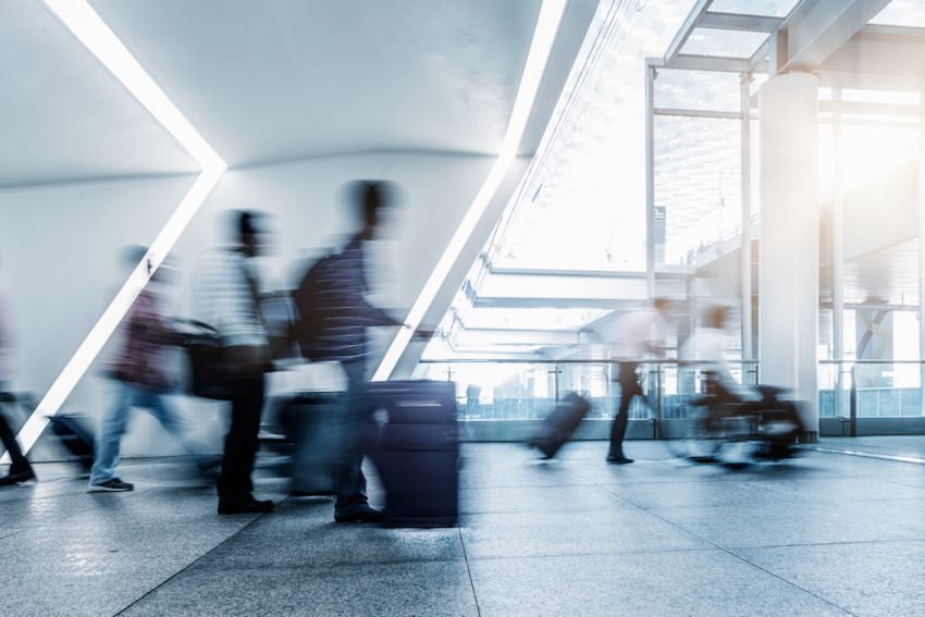 Airport passengers blurred