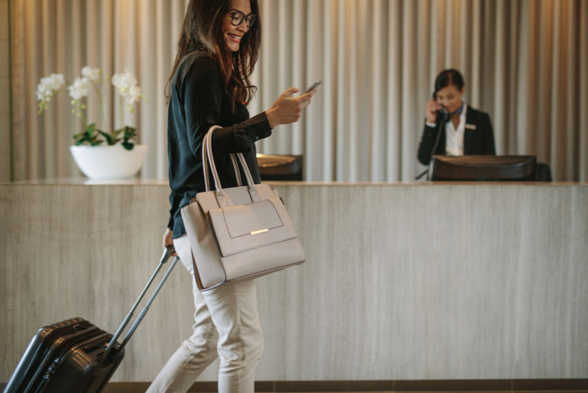 Hotel reception business traveller