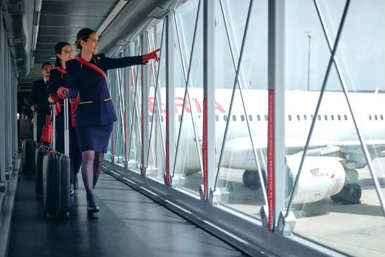 Iberia cabin crew and plane